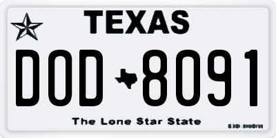 TX license plate DOD8091