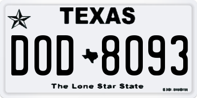 TX license plate DOD8093