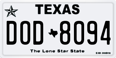 TX license plate DOD8094