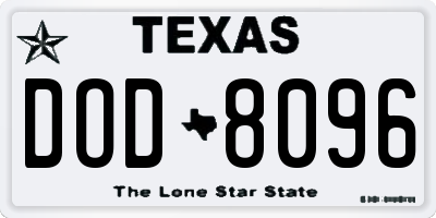 TX license plate DOD8096