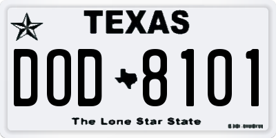 TX license plate DOD8101