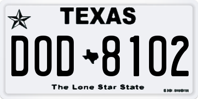 TX license plate DOD8102
