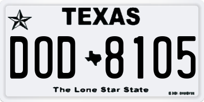 TX license plate DOD8105