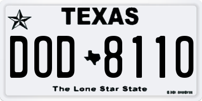 TX license plate DOD8110