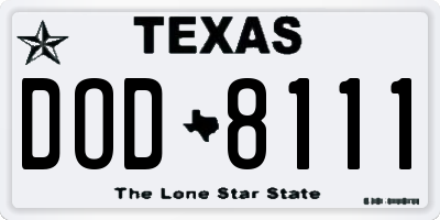 TX license plate DOD8111