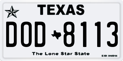 TX license plate DOD8113