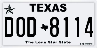 TX license plate DOD8114
