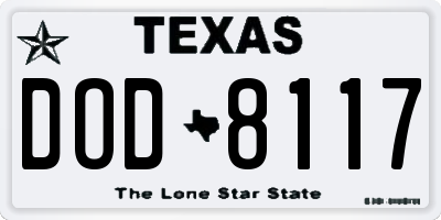 TX license plate DOD8117