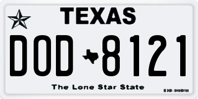 TX license plate DOD8121