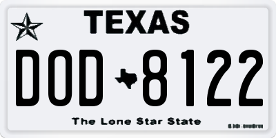 TX license plate DOD8122