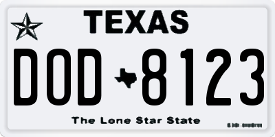 TX license plate DOD8123