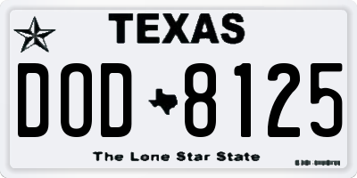 TX license plate DOD8125