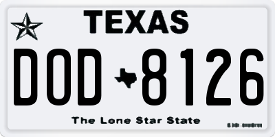 TX license plate DOD8126