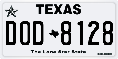 TX license plate DOD8128
