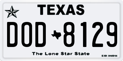 TX license plate DOD8129