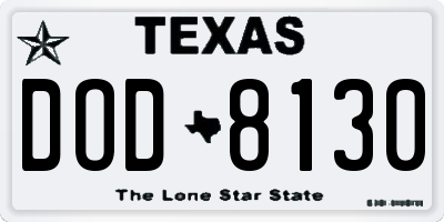 TX license plate DOD8130