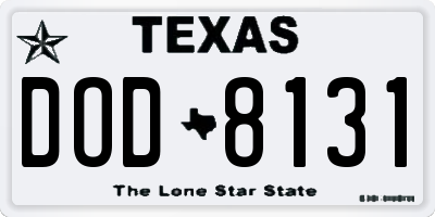 TX license plate DOD8131