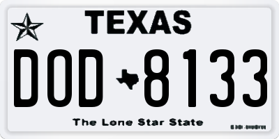 TX license plate DOD8133