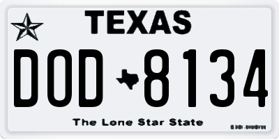 TX license plate DOD8134