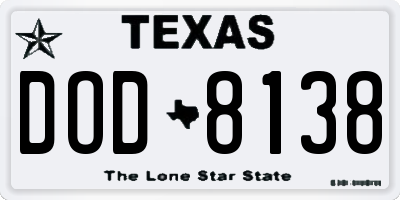 TX license plate DOD8138
