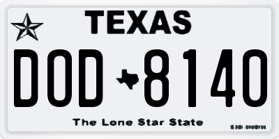 TX license plate DOD8140