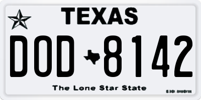 TX license plate DOD8142