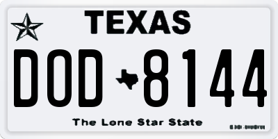 TX license plate DOD8144