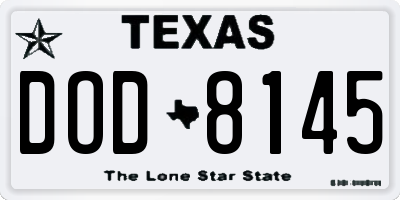 TX license plate DOD8145