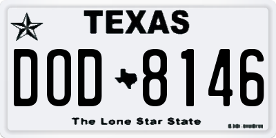 TX license plate DOD8146
