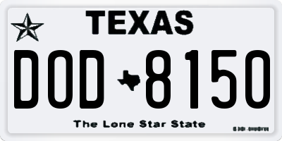 TX license plate DOD8150