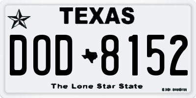 TX license plate DOD8152