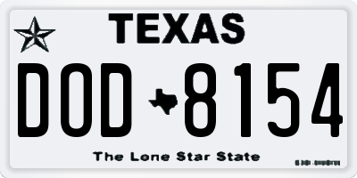 TX license plate DOD8154