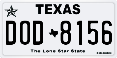 TX license plate DOD8156