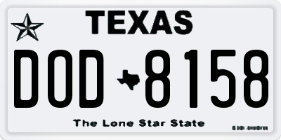 TX license plate DOD8158