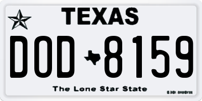 TX license plate DOD8159