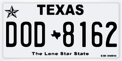 TX license plate DOD8162