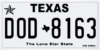 TX license plate DOD8163