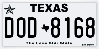 TX license plate DOD8168
