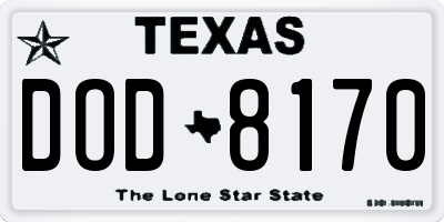 TX license plate DOD8170