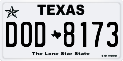 TX license plate DOD8173
