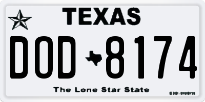 TX license plate DOD8174