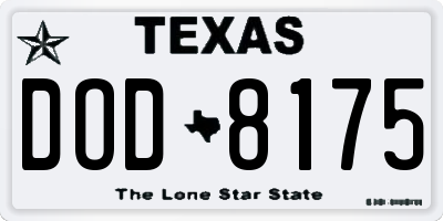 TX license plate DOD8175