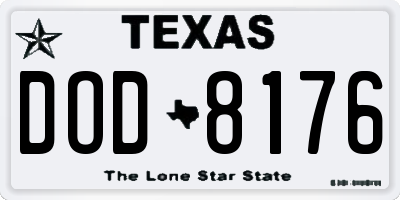 TX license plate DOD8176