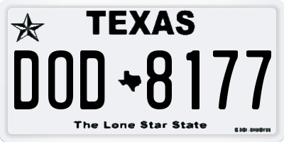 TX license plate DOD8177