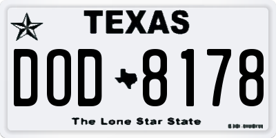 TX license plate DOD8178