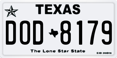 TX license plate DOD8179