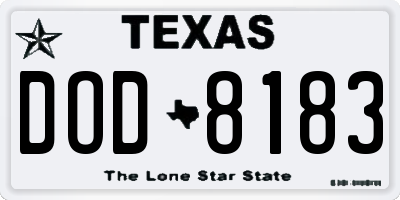 TX license plate DOD8183