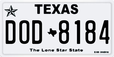 TX license plate DOD8184