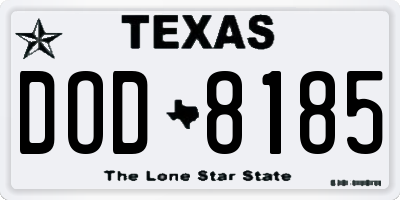TX license plate DOD8185