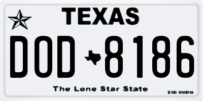 TX license plate DOD8186